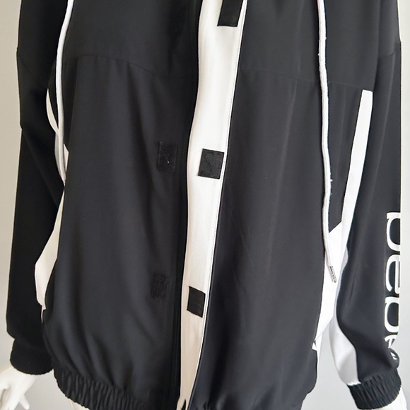 Bebe Black and White Women's hooded windbreaker Jacket - Picture 12 of 14